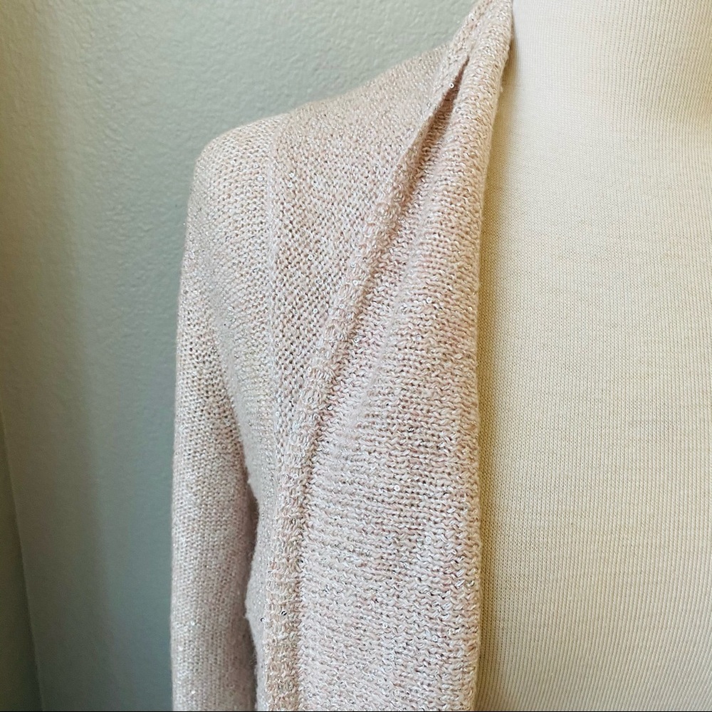 Anthropologie Knitted Knotted Pink Sequin Cardigan sweater women’s M - Picture 3 of 8